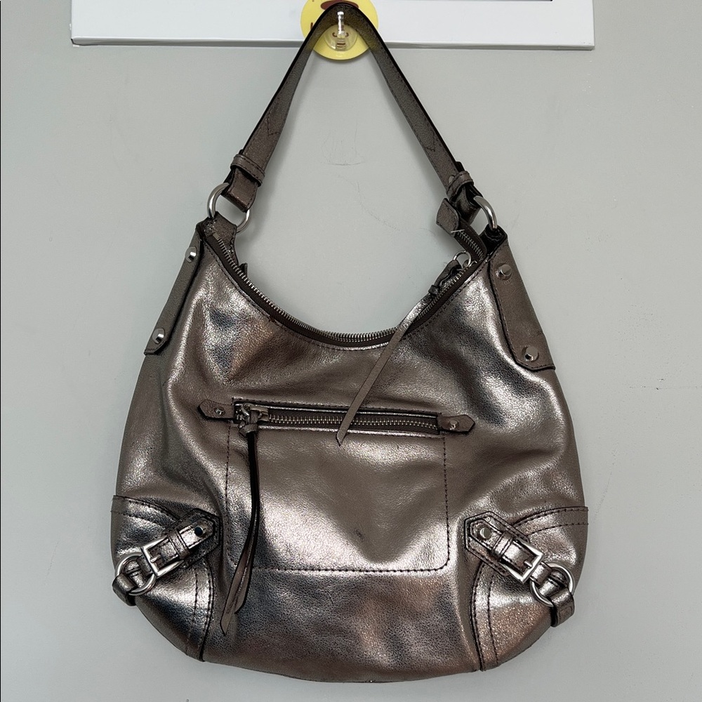 Metallic MK Silver Women's Shoulder Bag